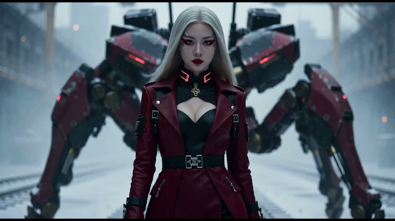 雪轨上的赤色蛛甲女王 — AI video creation