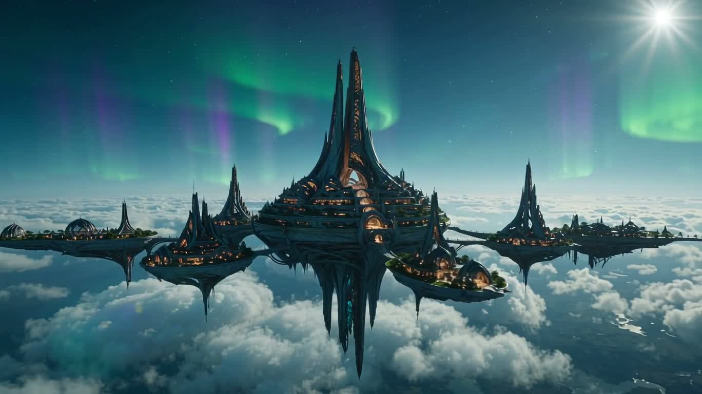 极光下的浮空城