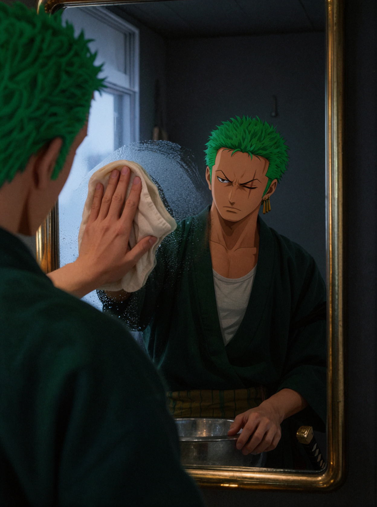 ロロノア・ゾロ · 朝をひと枠拭いて — AI image creation