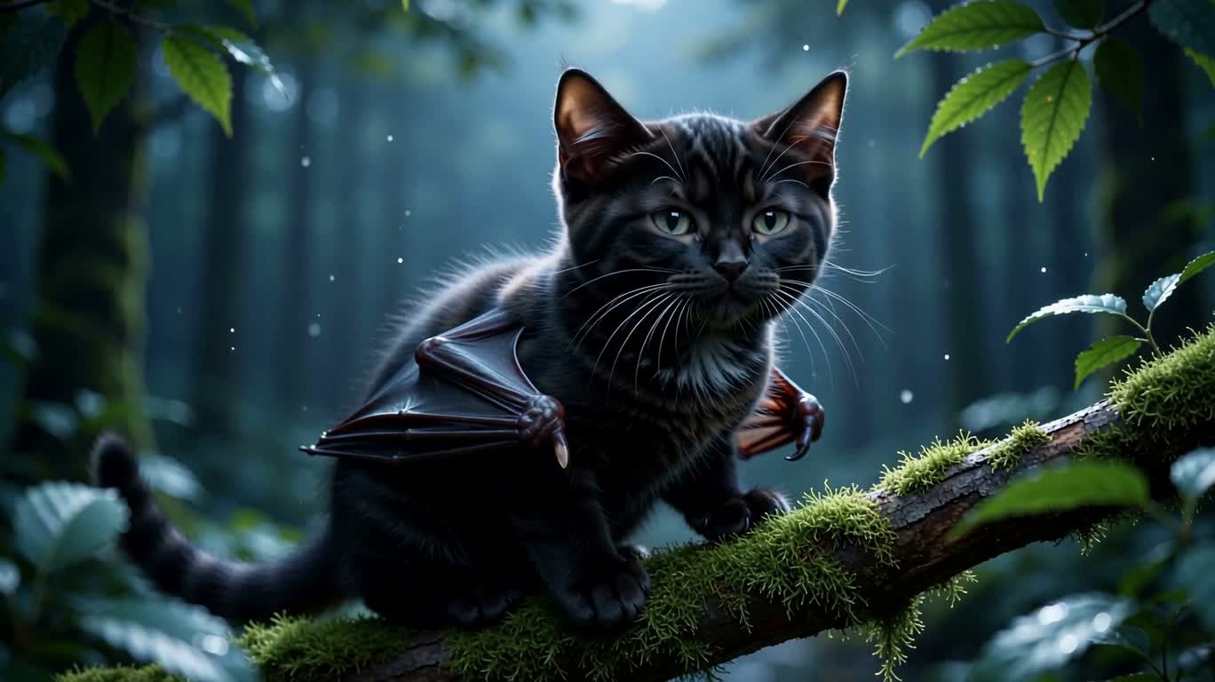 绒黑猫蝠奇幻绘景