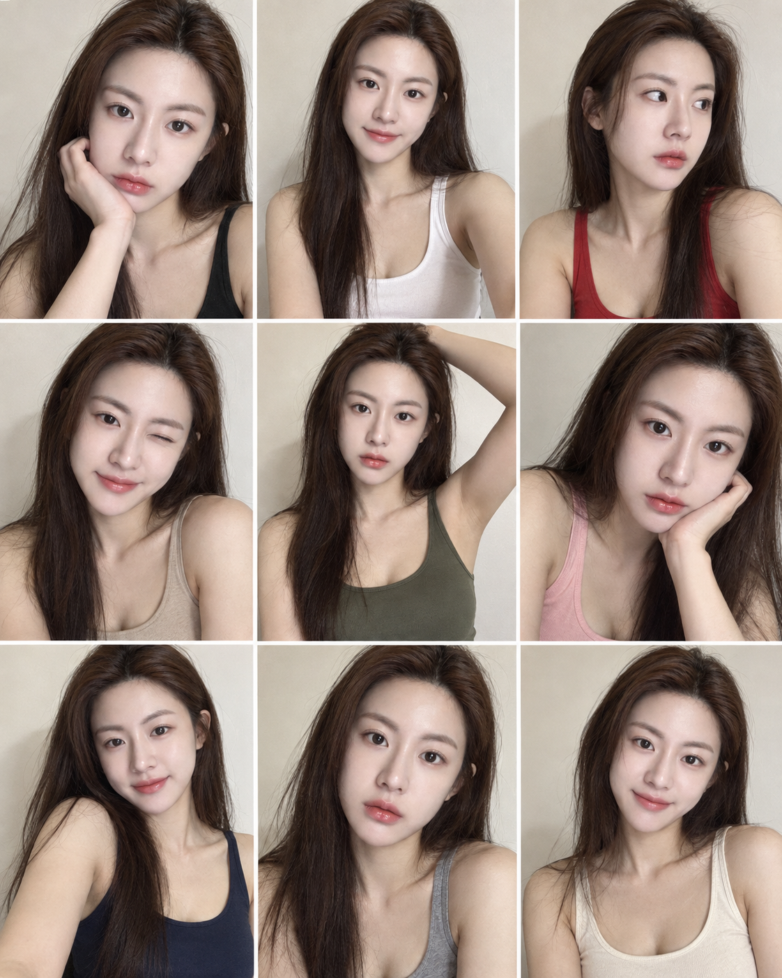 亚洲女性九宫格手机随拍拼贴 — AI image creation