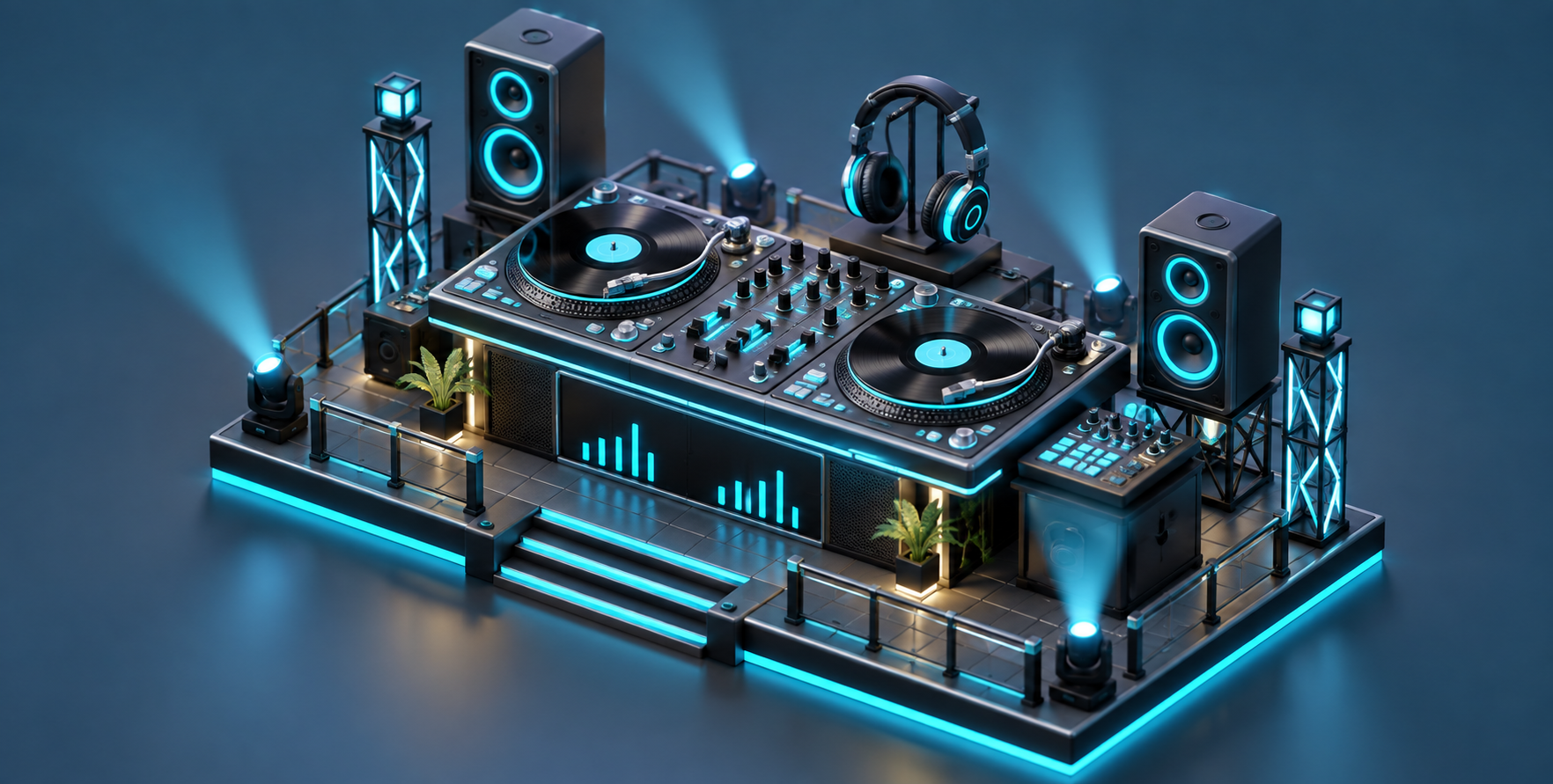 超大型DJ设备等距微缩场景 — AI image creation