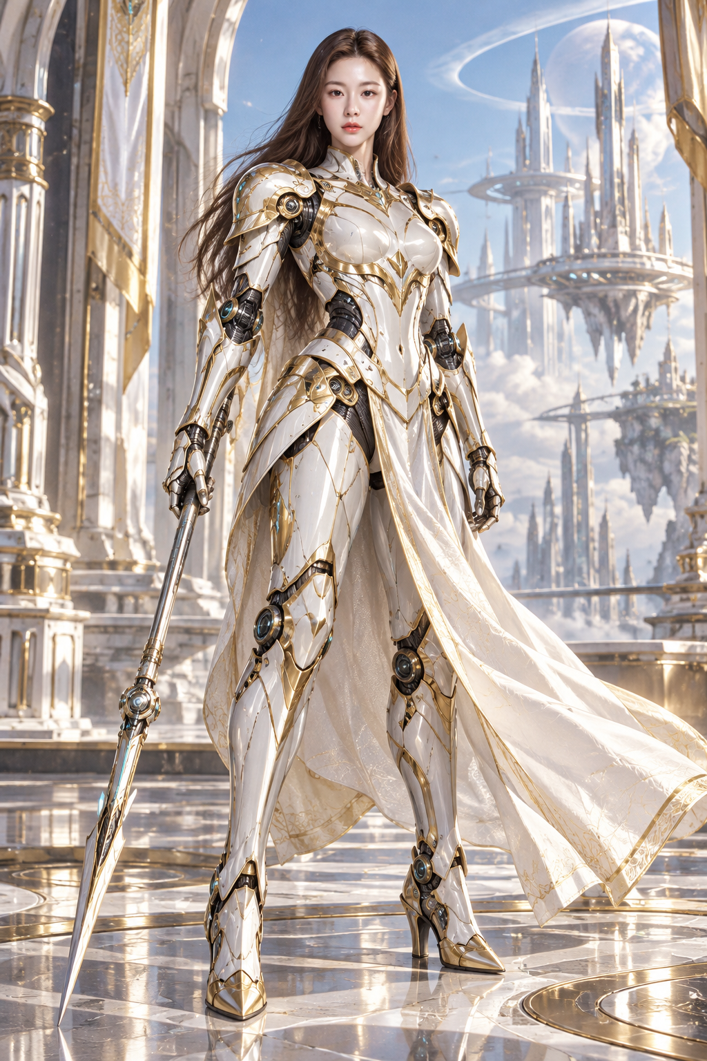 Platinum Cyber Armor Knight — AI image prompt