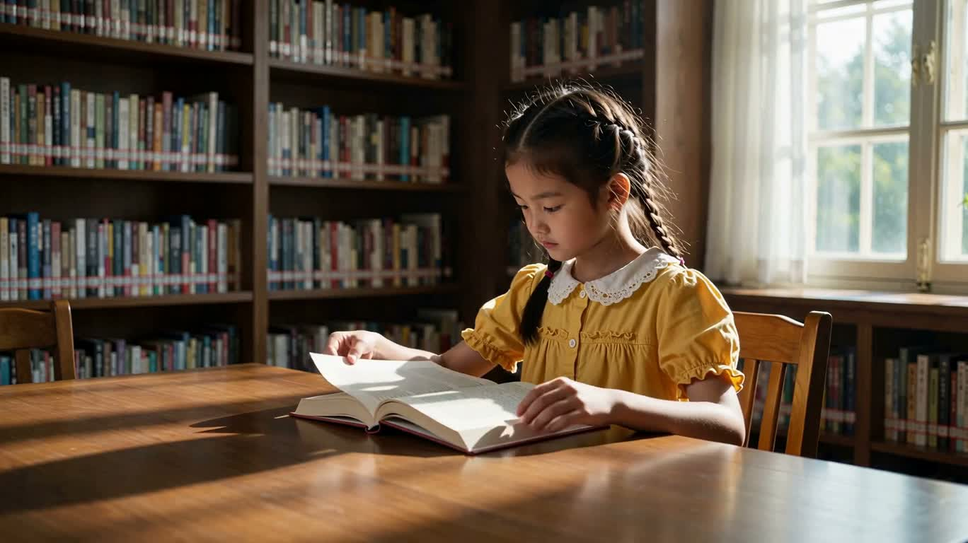 午後の図書館の読書時間 — AI video creation
