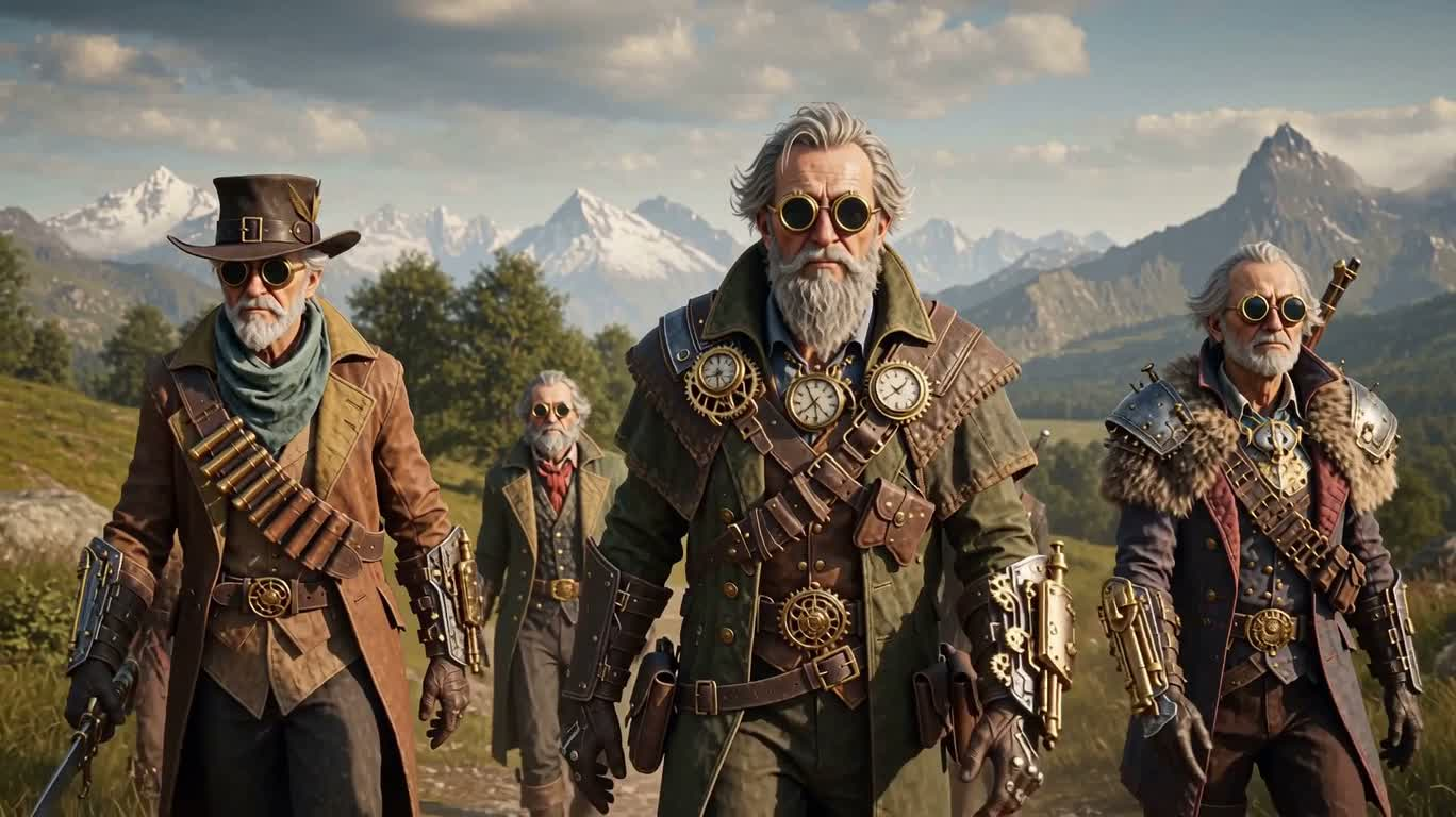 L'expédition du vieil homme steampunk — AI video creation