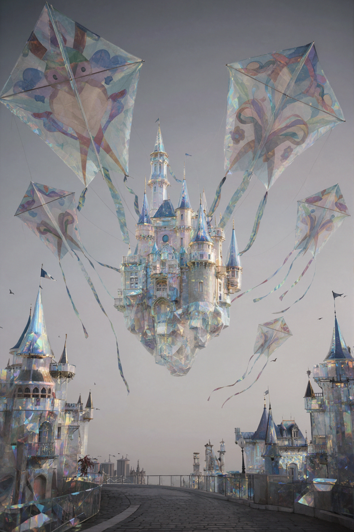 凧の城 · ホログラムガラス — AI image creation