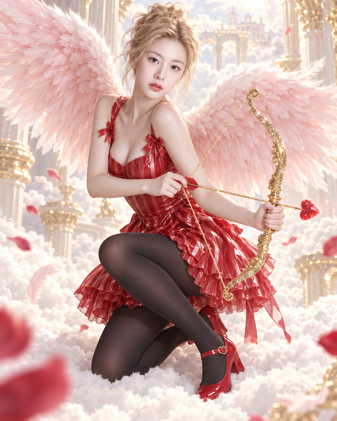 云端甜心丘比特梦幻影棚肖像 — AI image creation