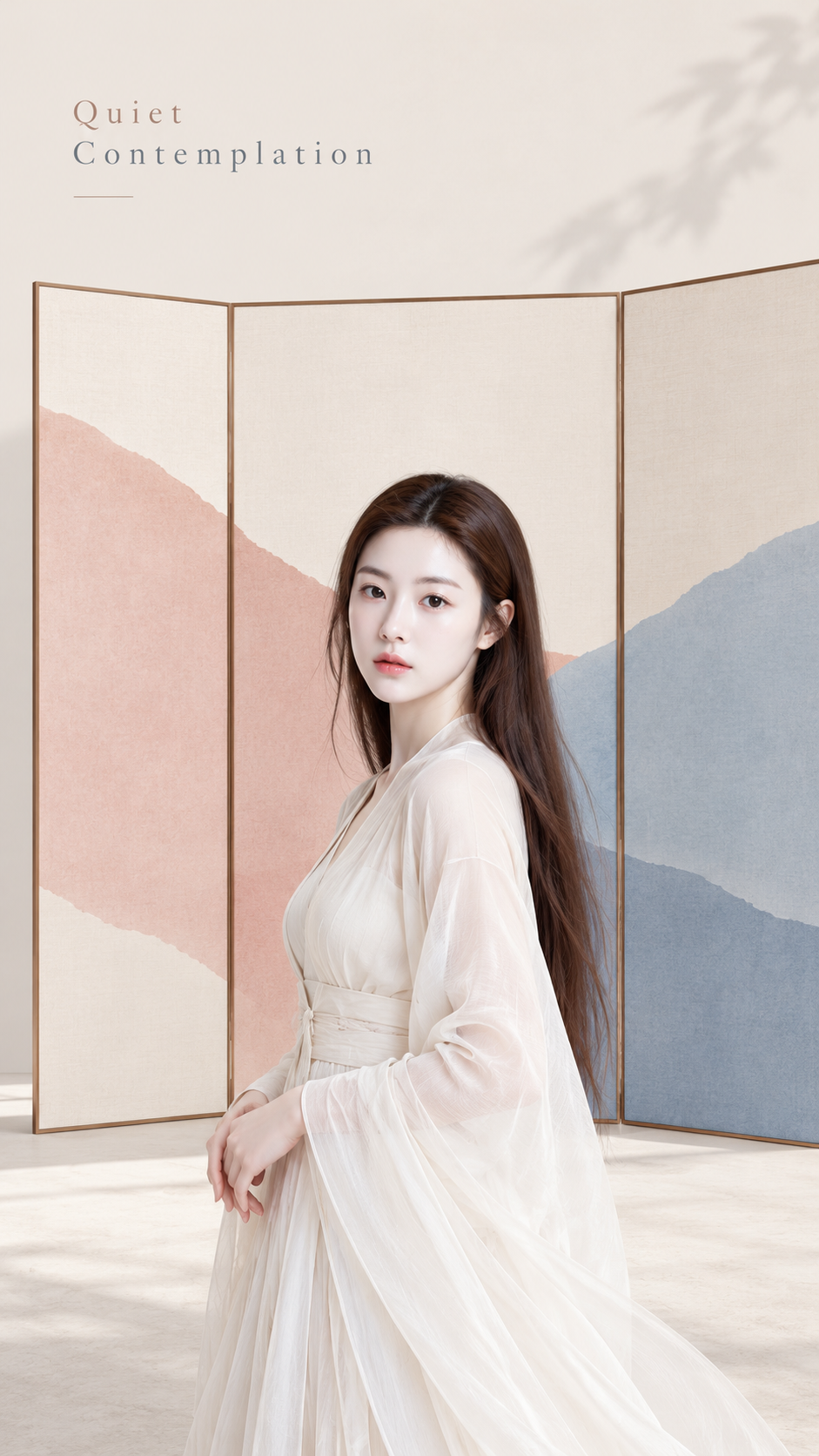 东方禅意极简折屏封面海报 — AI image creation