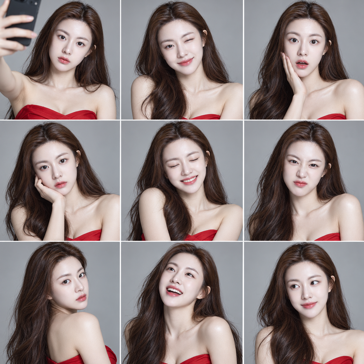 빨간 드레스 성인 아이돌 9칸 화보