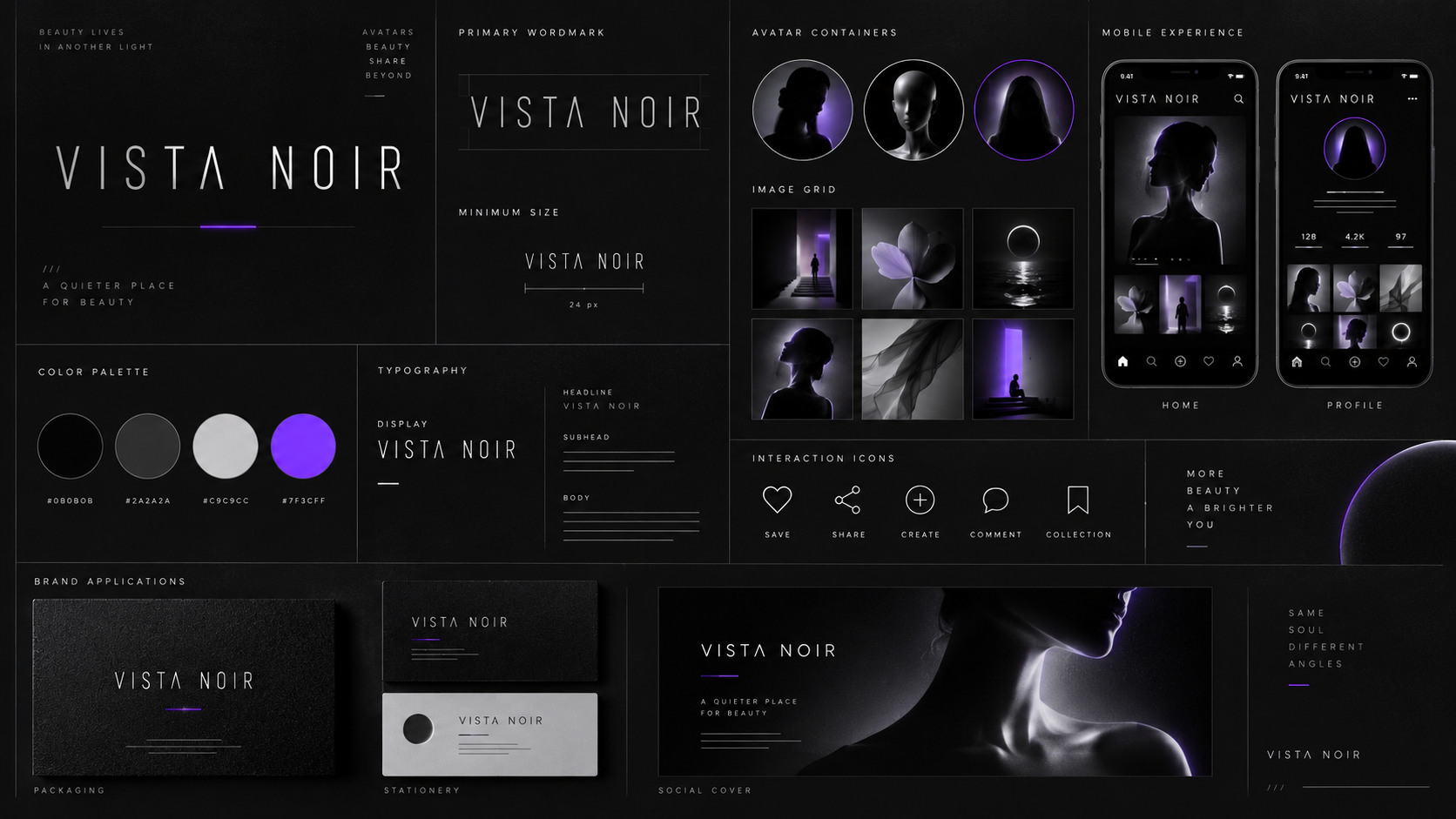 暗黑极简头像分享网站视觉识别系统 — AI image creation