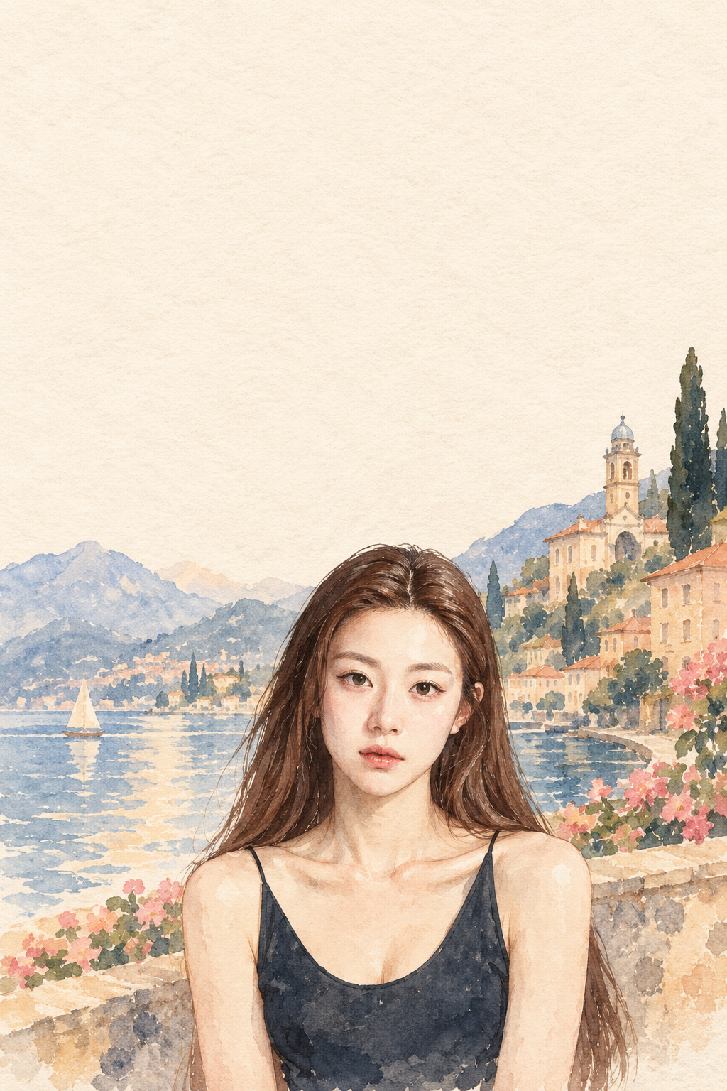 水彩・グアッシュで描くレトロ旅行ポスター風写真変換