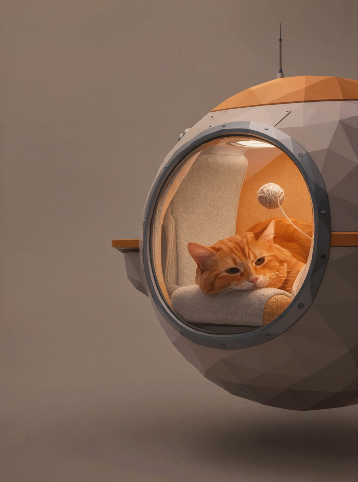 Capsule spatiale du chat · Low Poly — AI image creation