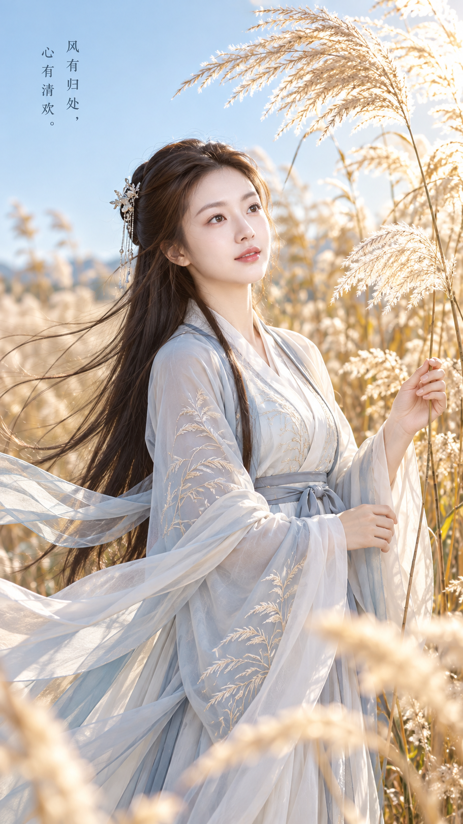 唯美国风秋日芦苇人像摄影