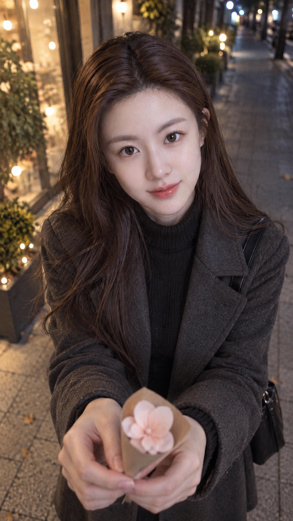 手机视角写实夜晚约会第一人称肖像 — AI image creation