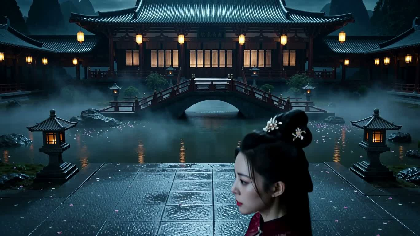 雨夜宫廷女侠决战 — AI video creation