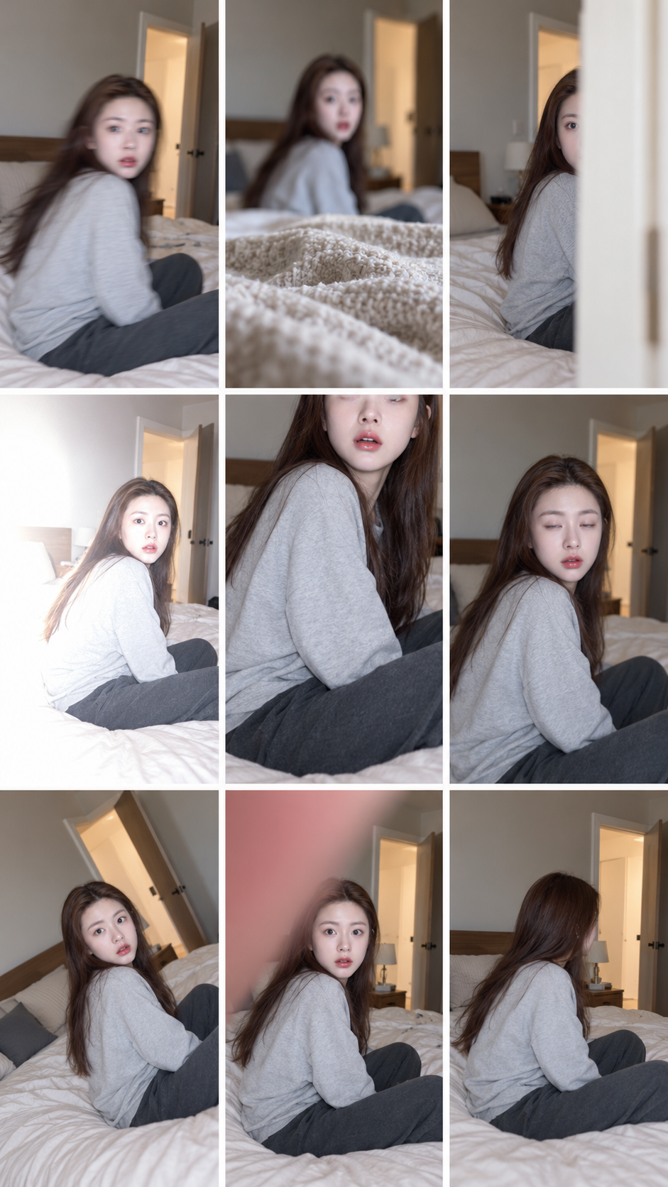침대 옆에서 포착한 아홉 칸 실패 순간