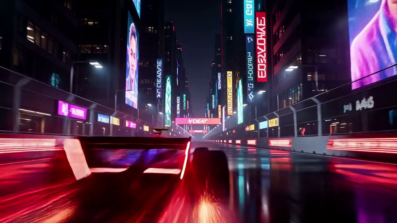 霓虹赛博隧道中的未来方程式赛车 — AI video creation