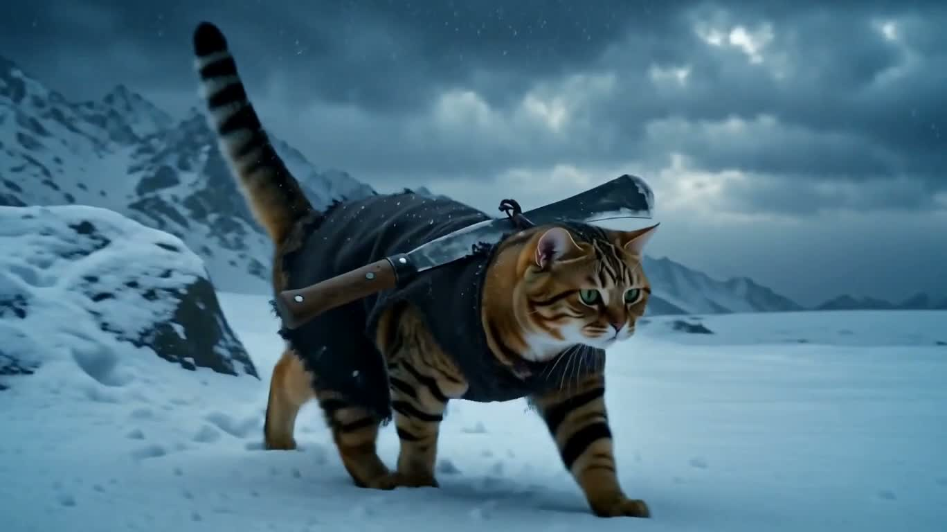 雪山猫侠的荒诞复仇 — AI video creation