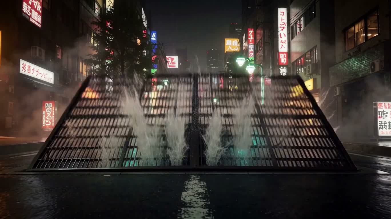 霓虹东京下水道鲨鱼机器人 — AI video creation