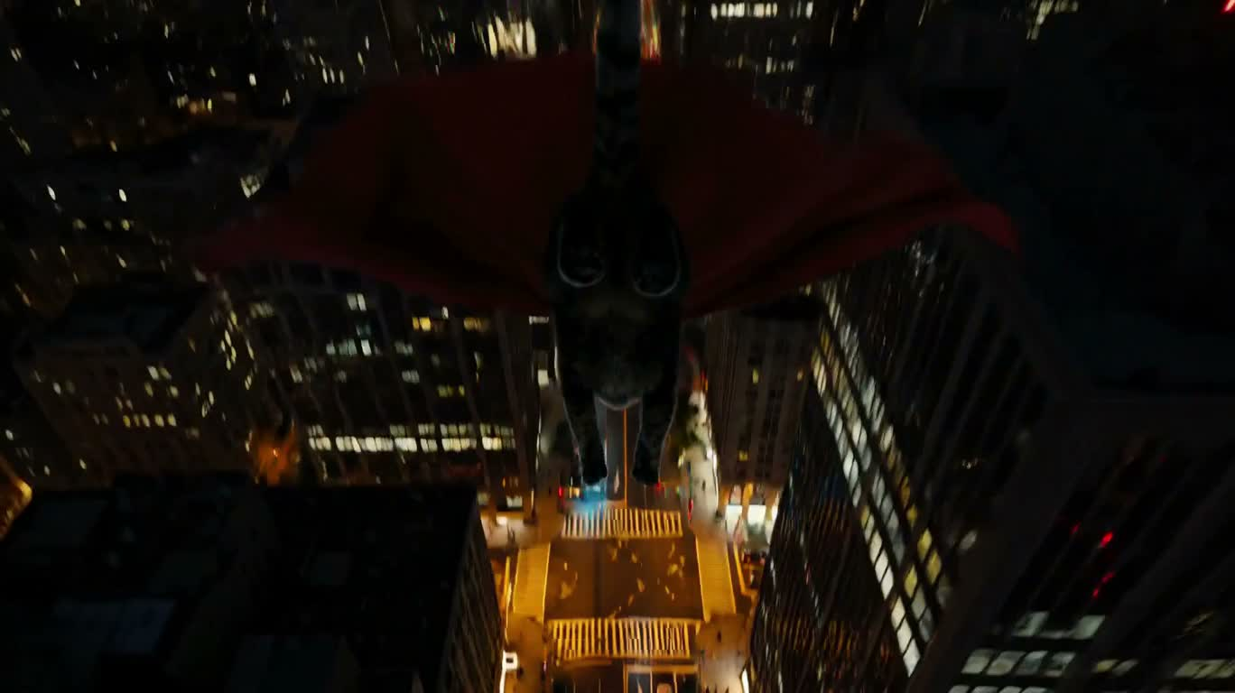 Superhero Cat Soaring Through the Night Sky — AI video creation