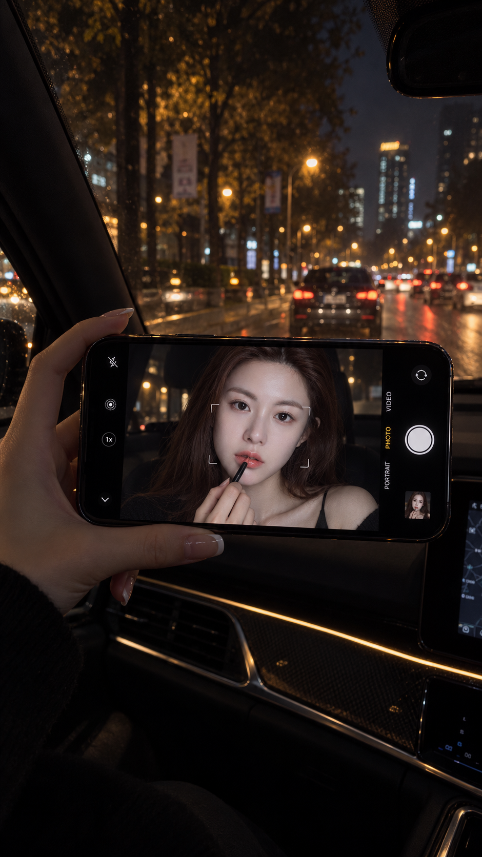 夜间车内拍摄的照片 — AI image creation