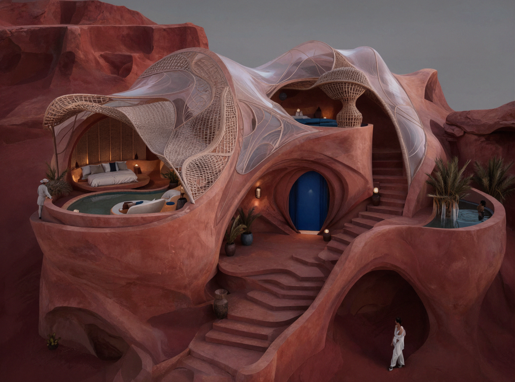 红岩阶梯酒店 · 未来生物设计 — AI image creation