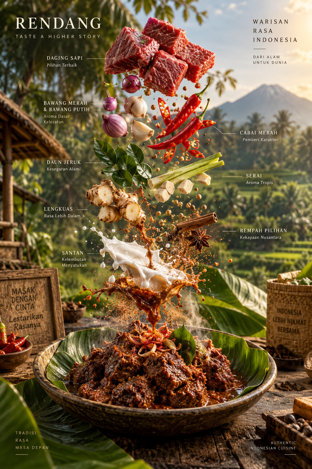 悬浮印尼美食商业海报 — AI image creation