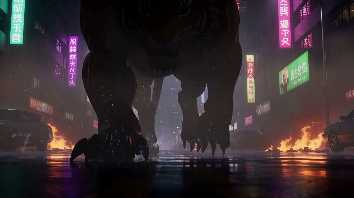 霓虹都市机械虎 — AI video creation