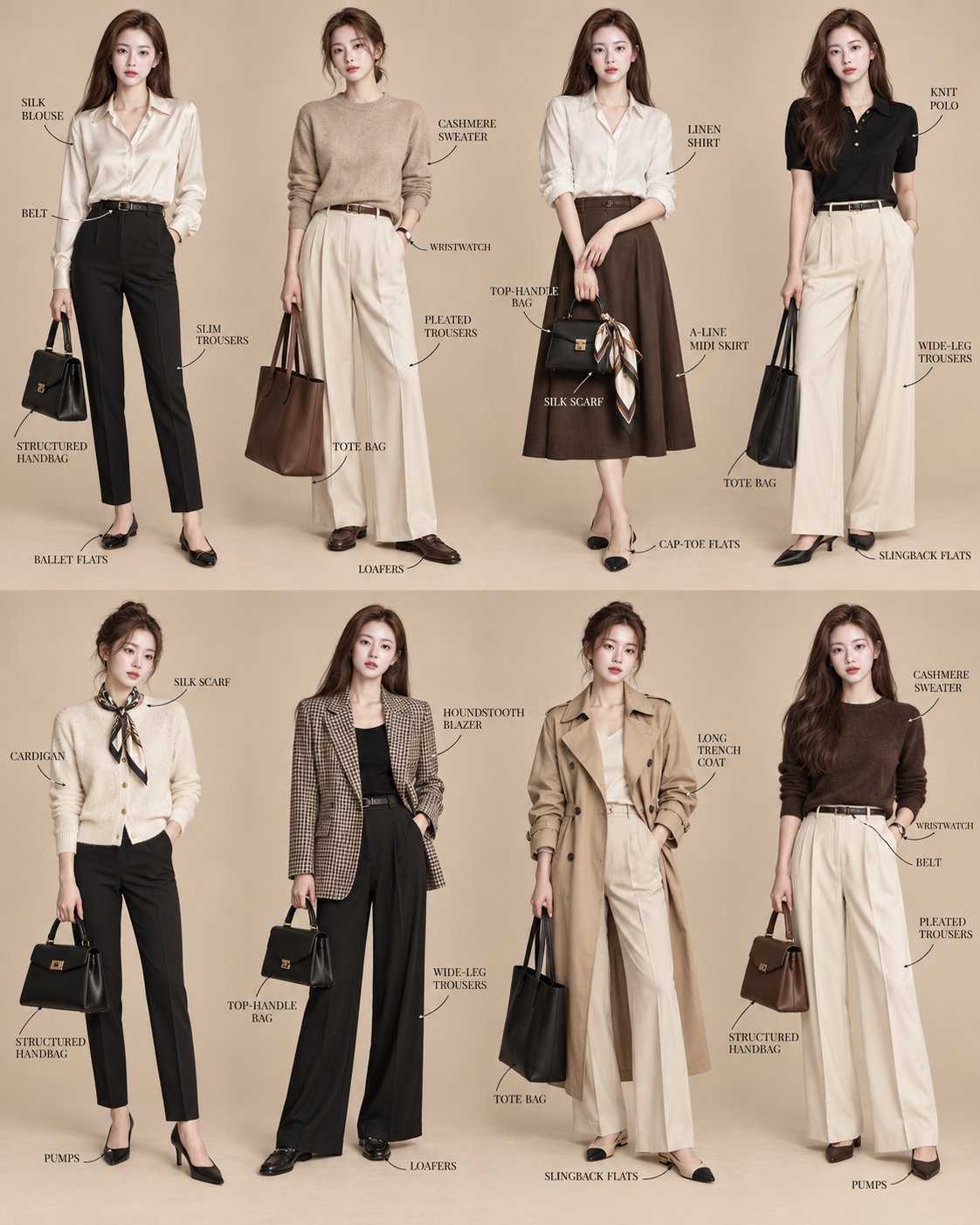 极简风女性时尚穿搭手册拼贴 — AI image creation