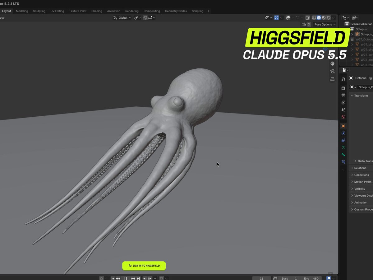 游戏级章鱼3D模型