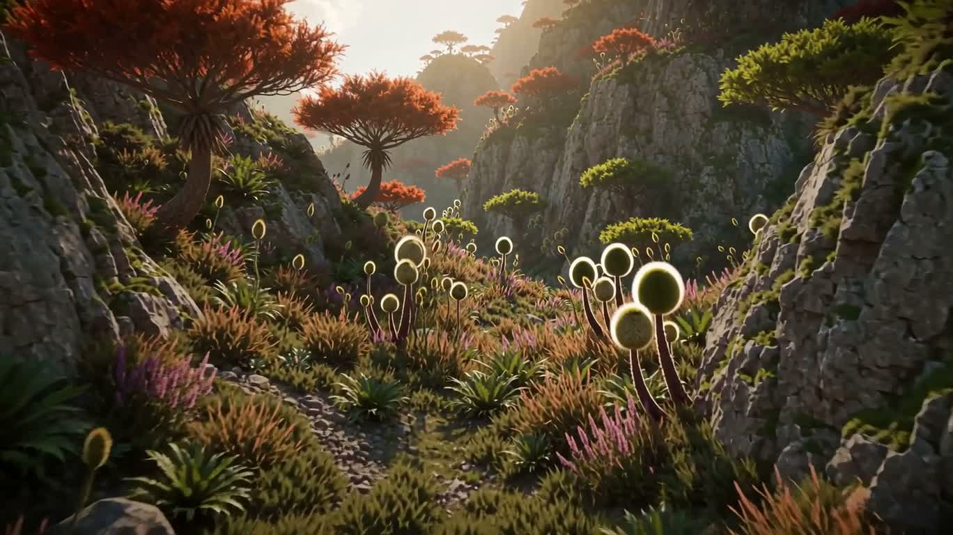 Paysage éclatant d'un monde extraterrestre