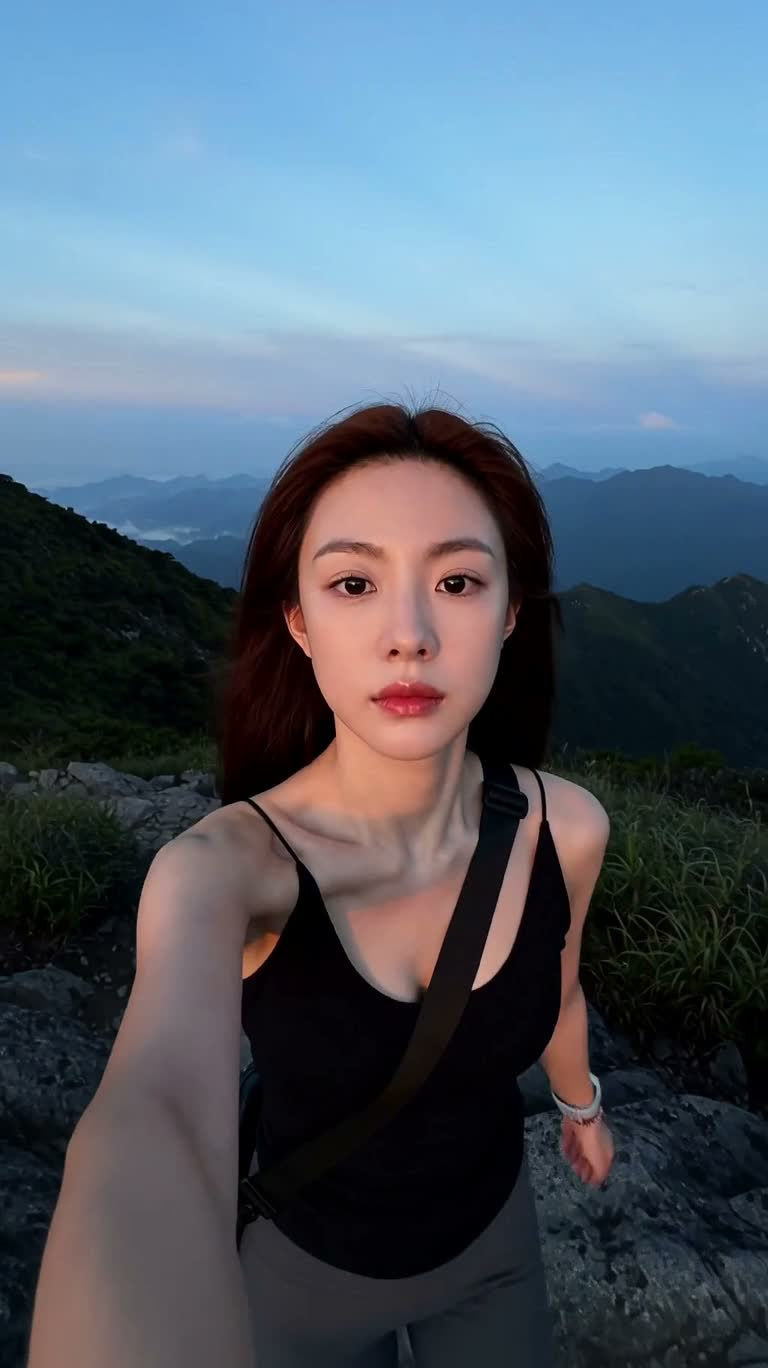일출 전 산정상 셀카 여행 사진
