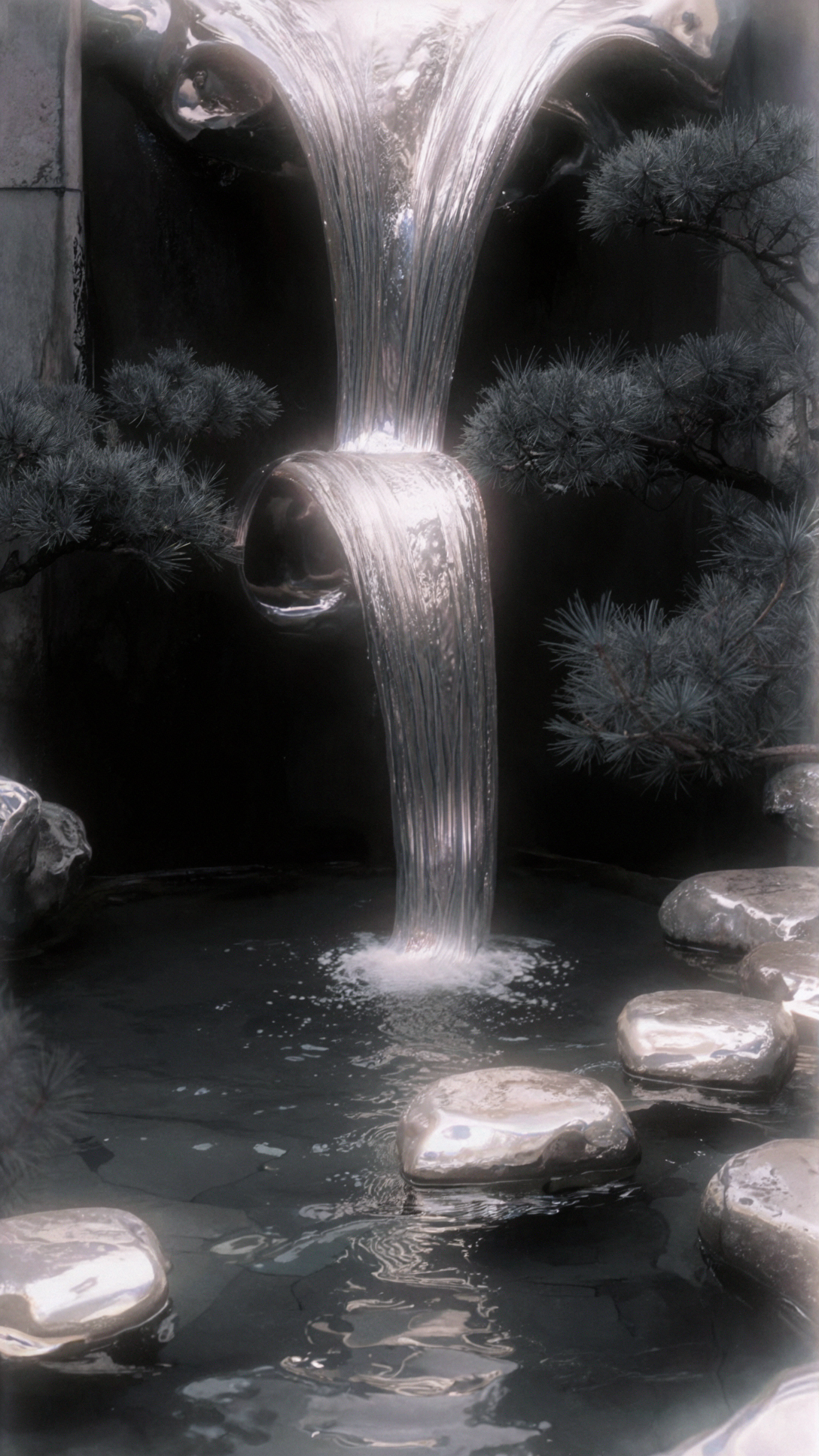 立体纸雕瀑布 · 梦幻柔焦 — AI image creation