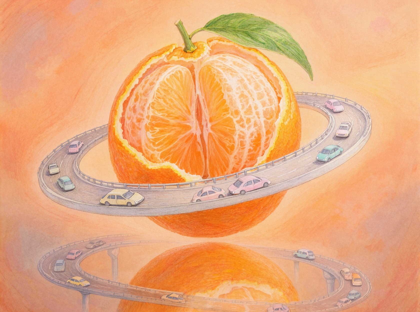 오렌지 행성 · 색연필 — AI image creation