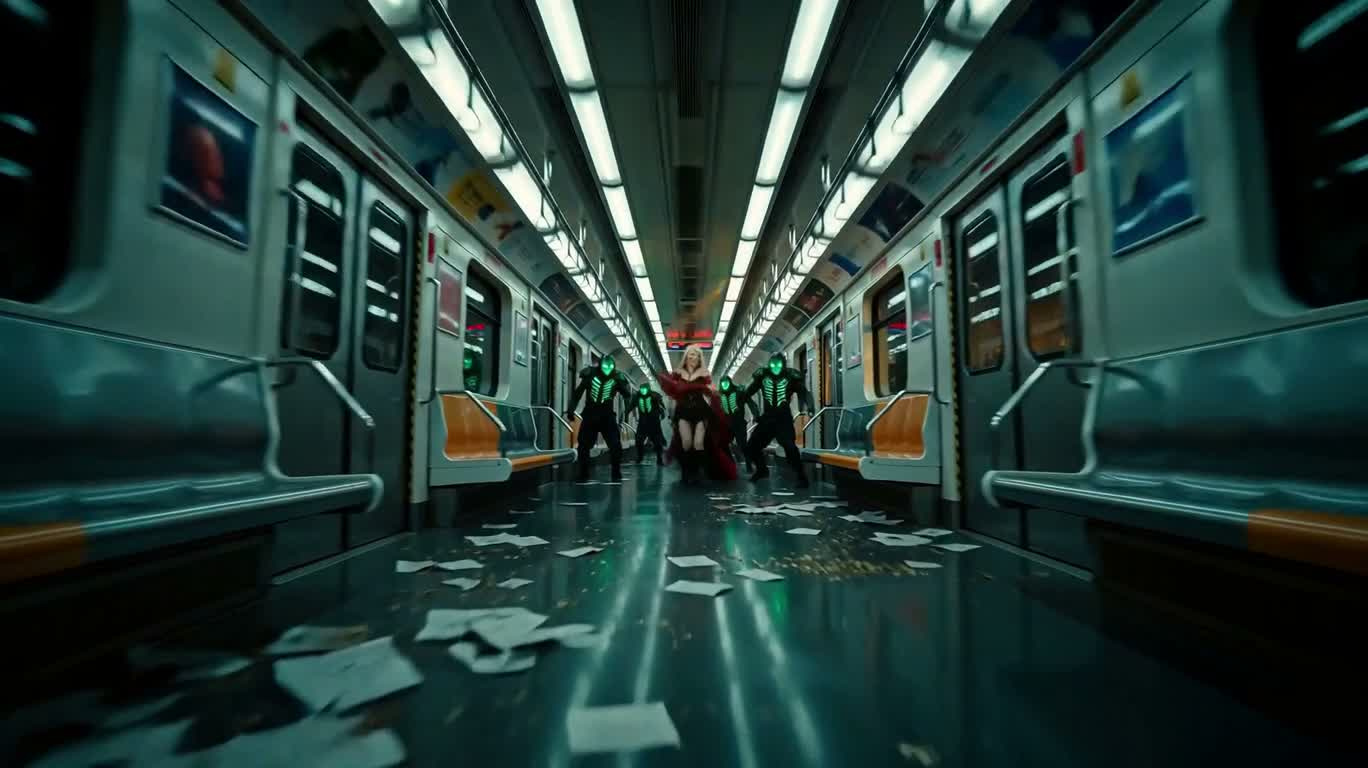 霓虹地铁中的金焰镰影 — AI video creation