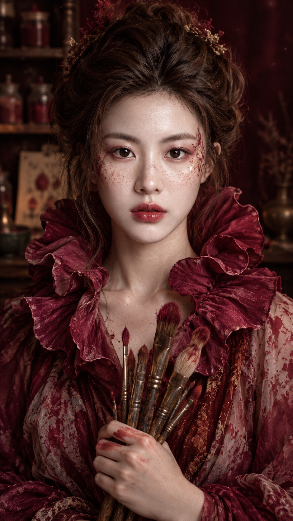 深红炼金术士的暗夜肖像 — AI image creation