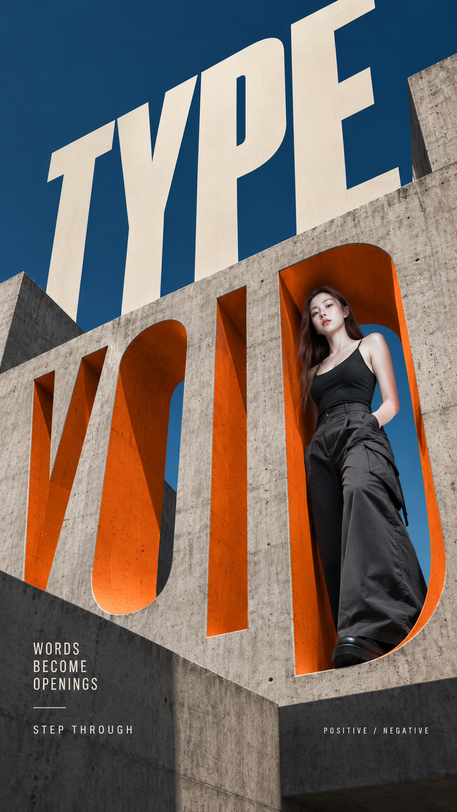 Série d'affiches : architecture brutaliste et typographie en perspective — AI image creation