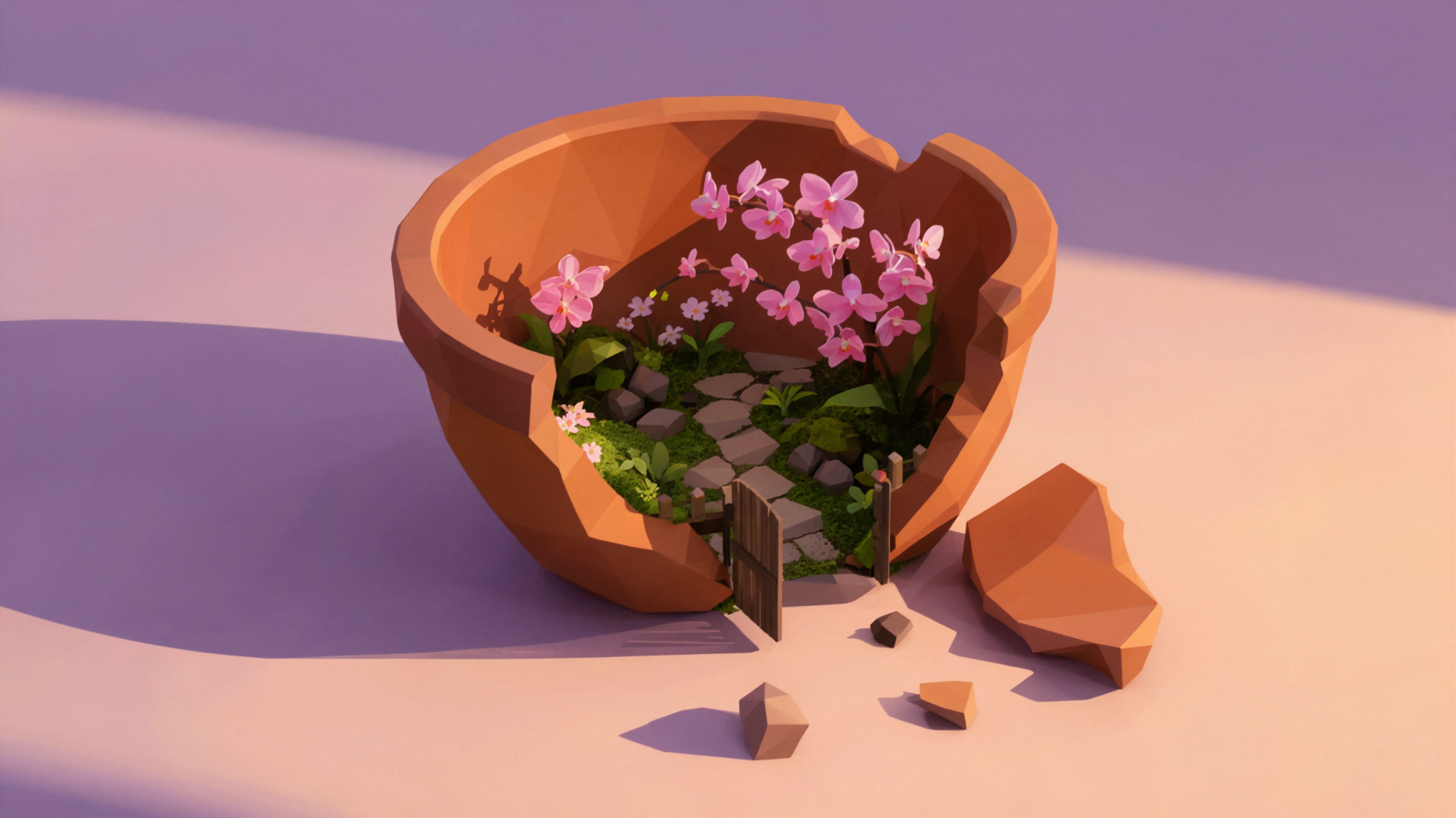 陶罐中的春天 · 低多边形 — AI image creation