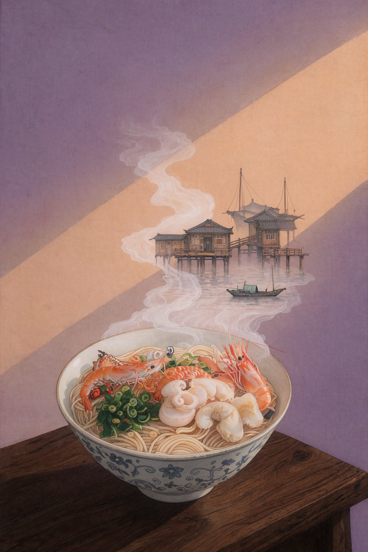 蒸汽海鲜面 · 宋式工笔 — AI image creation
