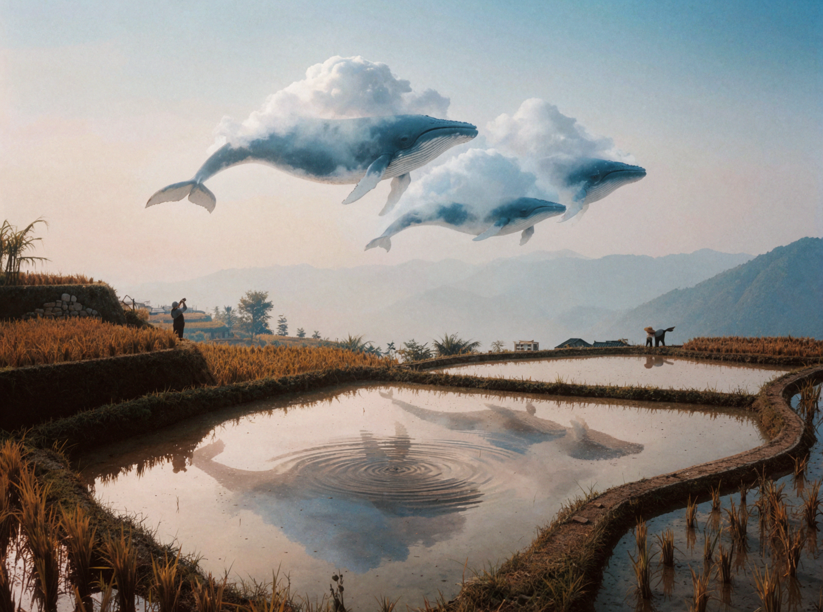 Migration of the Cloud Whale · Vintage Film — AI image creation