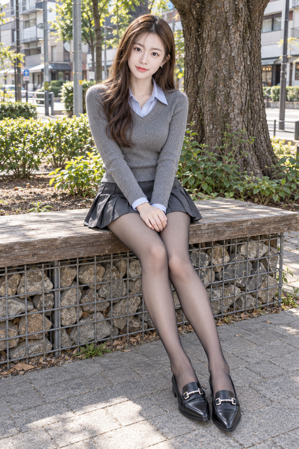 日本街头风东亚女性公园全身肖像 — AI image prompt