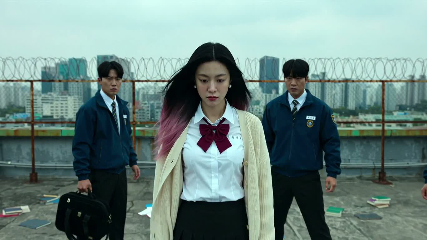 Lật ngược trên mái nhà: ánh nhìn điềm tĩnh trong bão tố — AI video creation