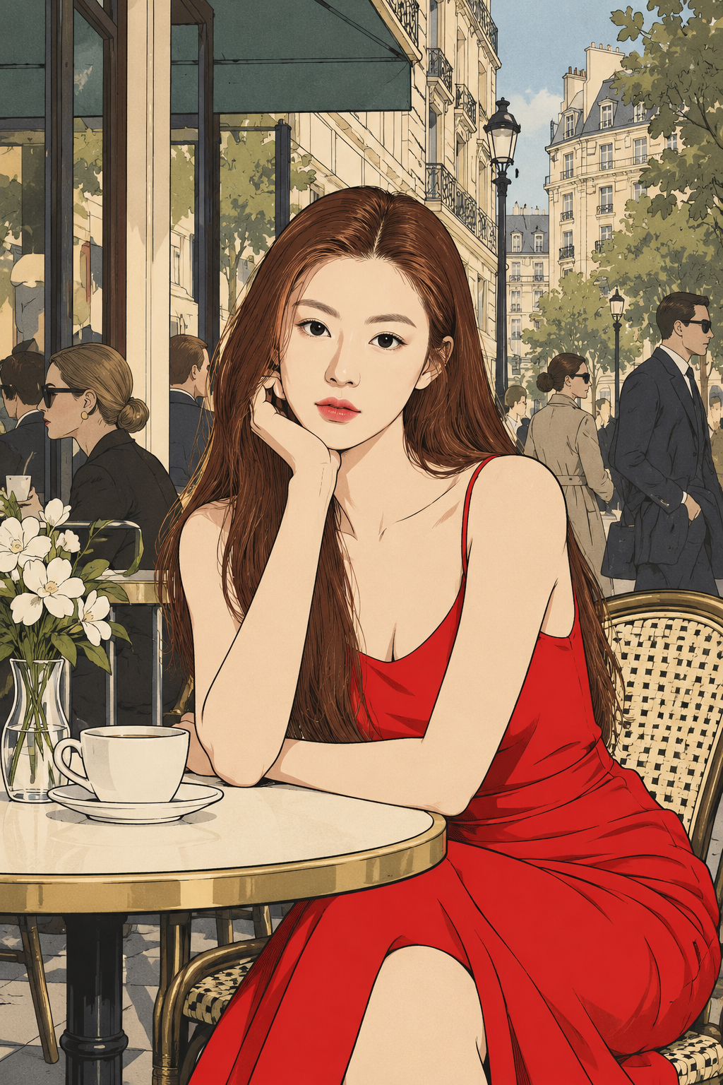 90年代复古都市生活方式杂志封面插画 — AI image prompt