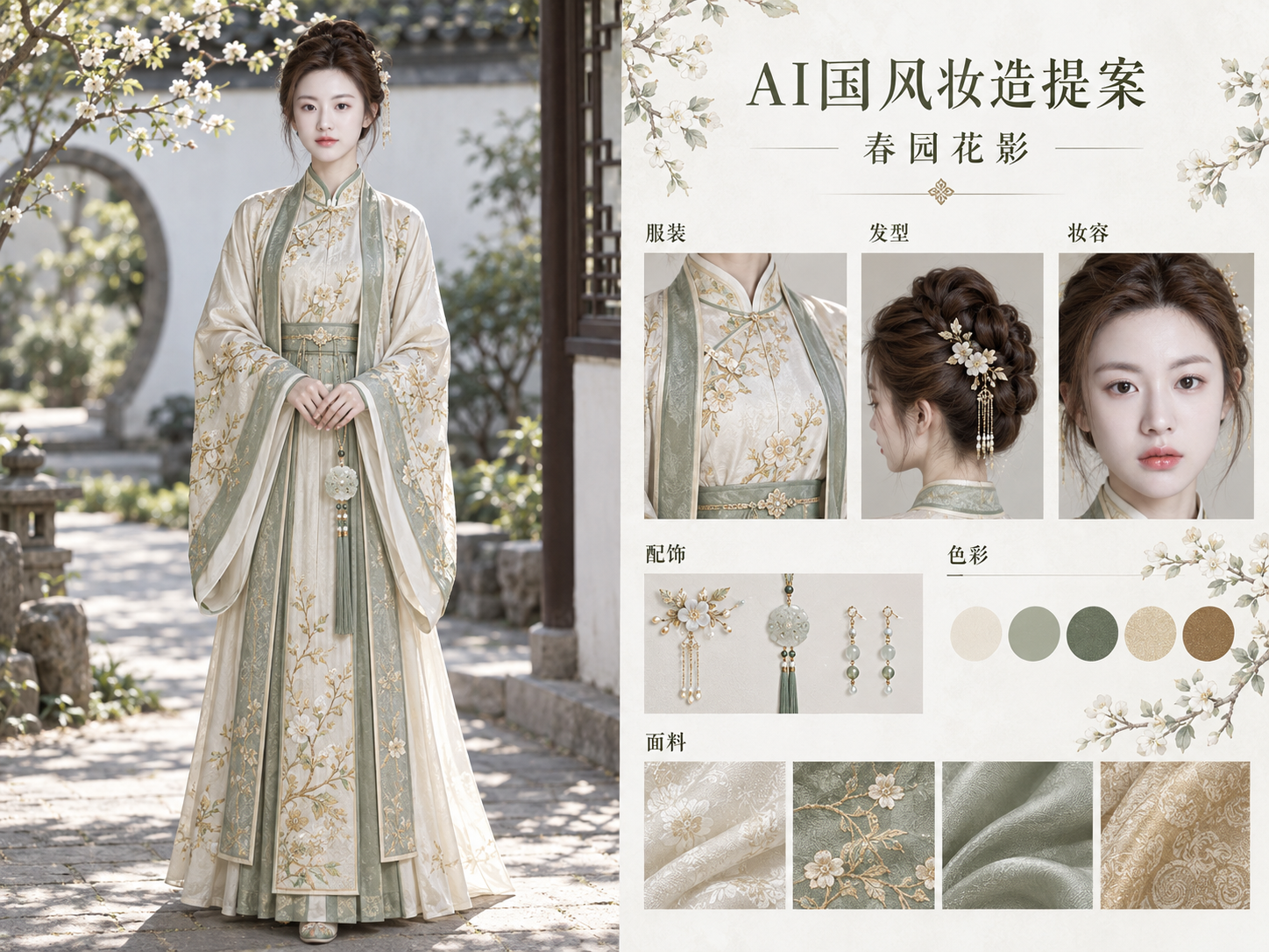 成年女性全覆盖新中式妆造提案板 — AI image creation