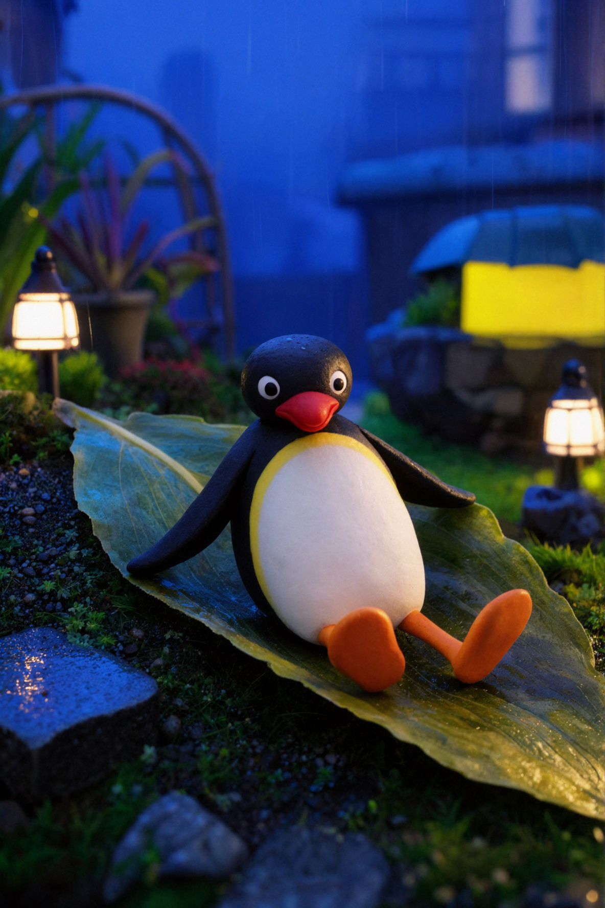 企鹅Pingu · 落叶滑行 · 广角近距