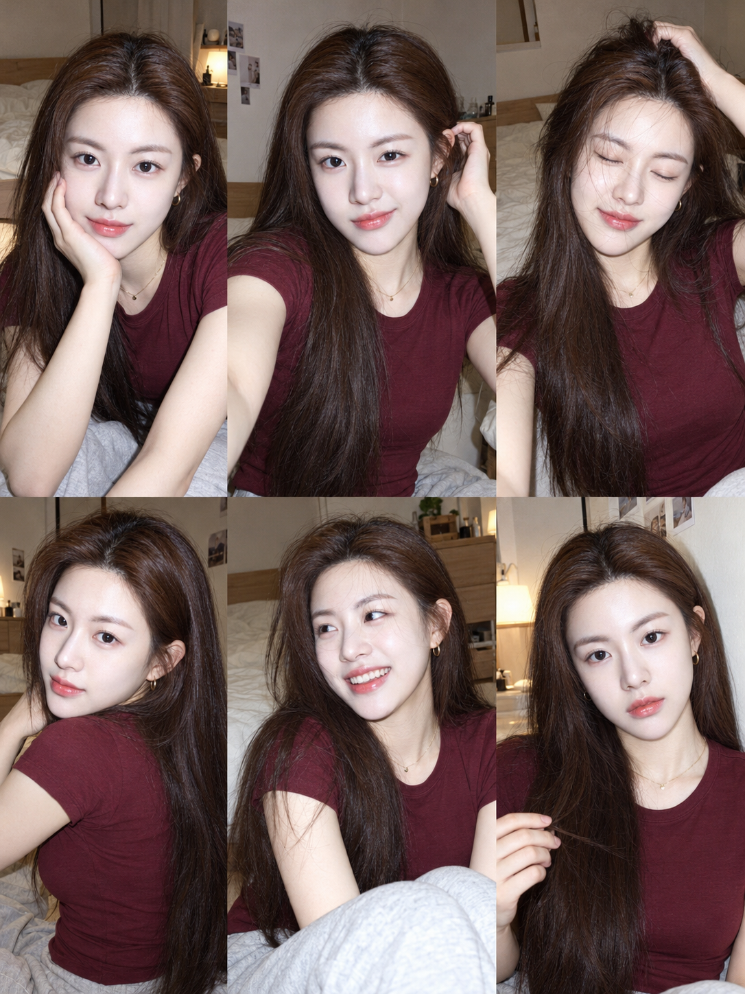 초사실주의 중국 소녀 6컷 일상 스냅 — AI image creation