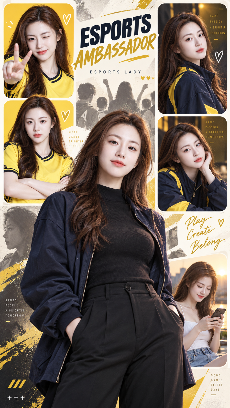 通用电竞风成年女性拼贴海报 — AI image creation