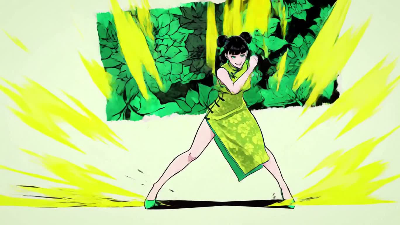 翡翠少女的黄色朋克登场 — AI video creation