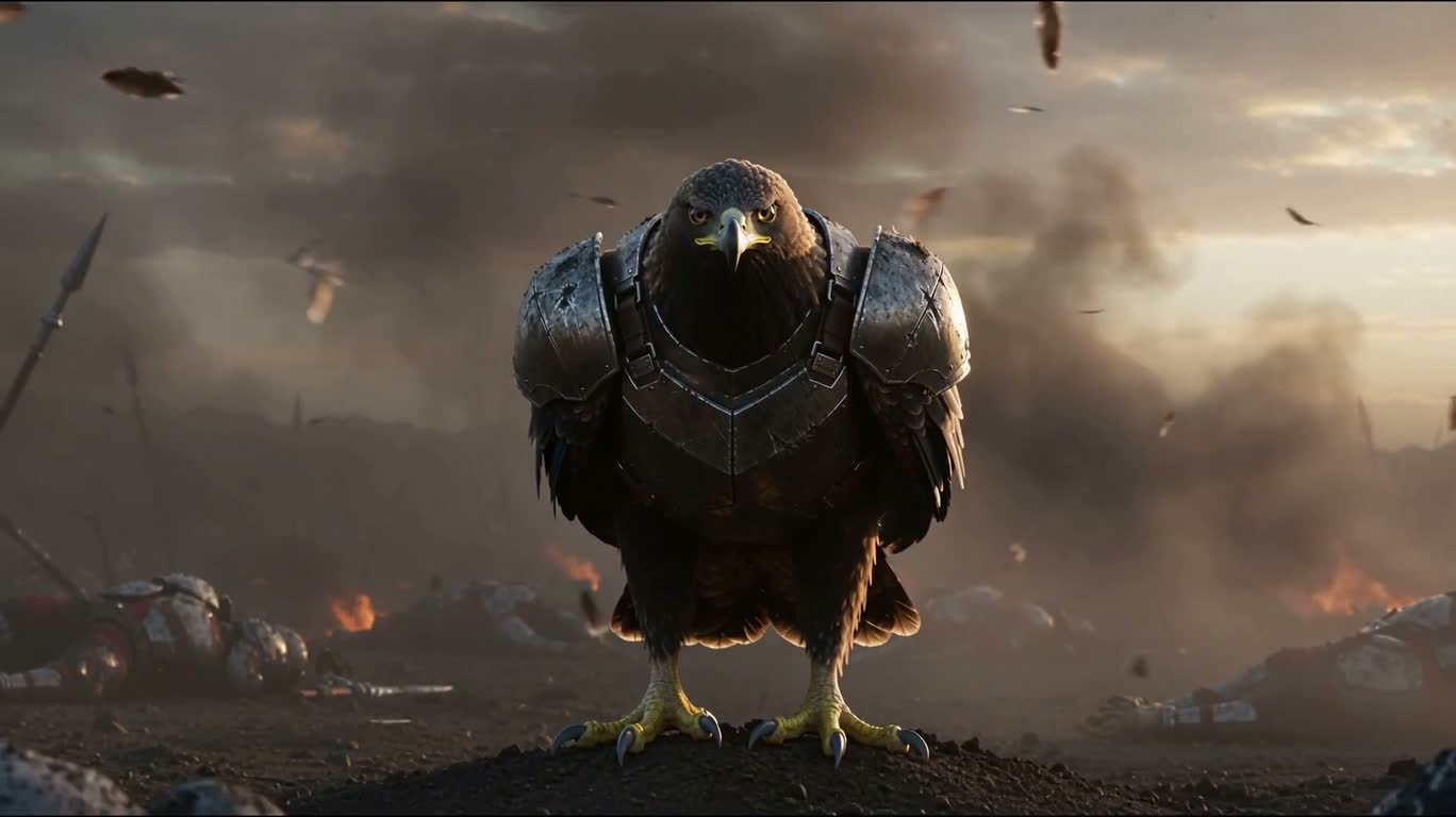 Eagle of Victory Amidst the Embers of War — AI video creation