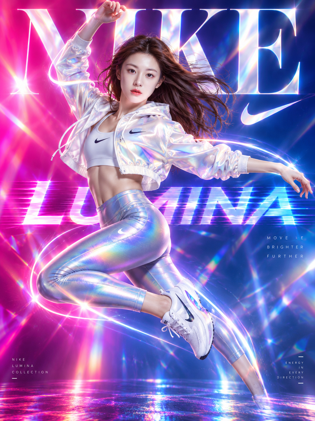 耐克未来感幻彩跳跃广告 — AI image creation